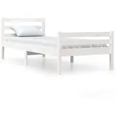 vidaXL Massief houten bed, wit, 100x200 cm
