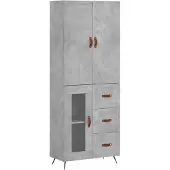 vidaXL Hoge kast 69,5x34x180 cm bewerkt hout betongrijs