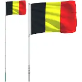 vidaXL Vlag met vlaggenmast België 5,5 m aluminium