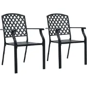 vidaXL Stapelbare tuinstoelen, 2 stuks, staal, antraciet