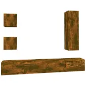 DKD Home Decor 5-delige Tv-meubelset bewerkt hout gerookt eikenkleurig