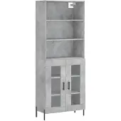 vidaXL Hoge kast 69,5x34x180 cm bewerkt hout betongrijs