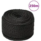 vidaXL Werktouw 16 mm 250 m polypropeen zwart