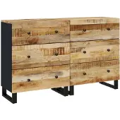 vidaXL Dressoirs 2 st 60x33x75 cm ruw mangohout
