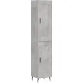 vidaXL Hoge kast, betonkleur, 34,5 x 34 x 180 cm, houtvezelplaat