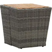 vidaXL Theetafel 41,5x41,5x43 cm poly rattan massief acaciahout grijs