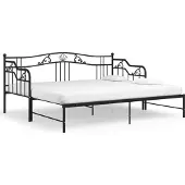 vidaXL Slaapbank uittrekbaar metaal zwart 90x200 cm