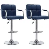 vidaXL Barkrukken, 2 stuks, blauw, met stoffen bekleding
