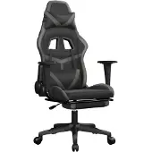 vidaXL Gaming stoel met voetsteun, zwart en grijs, kunstleer