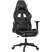 vidaXL Gaming stoel met voetsteun, zwart en grijs, kunstleer