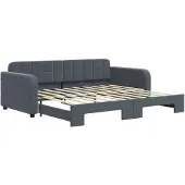 vidaXL Slaapbank met onderschuifbed 90x190 cm fluweel donkergrijs