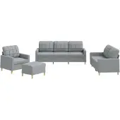 vidaXL 4-delige Loungeset met kussens stof lichtgrijs