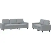 vidaXL 2-delige Loungeset stof lichtgrijs