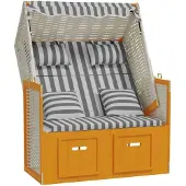 vidaXL Strandstoel met kussen, polyrotan en massief hout, wit en grijs