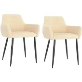 vidaXL Eetkamerstoelen 2 st fluweel crèmekleurig