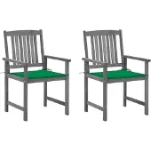 vidaXL Tuinstoelen 2 st met kussens massief acaciahout grijs