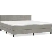 vidaXL Boxspring met matras fluweel lichtgrijs 160x200 cm