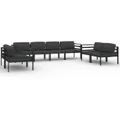 vidaXL 8-delige loungeset voor de tuin met kussens, aluminium, antraciet