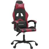 vidaXL Gaming stoel, draaibaar, zwart en wijnrood, kunstleer