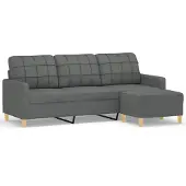 vidaXL Driezitsbank met voetenbank 180 cm stof donkergrijs
