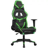 vidaXL Gamingstoel met massagefunctie en voetsteun, zwart en groen, kunstleer