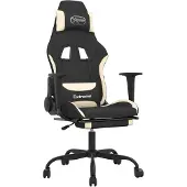 vidaXL Gamestoel met voetensteun en massagefunctie stof zwart en rood