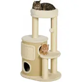 PawHut Kattenboom-Spaanplaat, sisal-55L x 39B x 90H cm-Beige