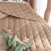 Markizeta Decoratieve sprei 170x210 cm - Donkerbeige visgraatpatroon
