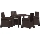 vidaXL Tuin Eettafel Set 5 st Bruin en lichtgrijs PP