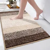Famanu – Antislip badmatten wasbaar badkamertapijt (koffiebruin, 80 x 120 cm