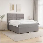 vidaXL LED Boxspringbed met Matras Taupe 140 x 200 cm Stof