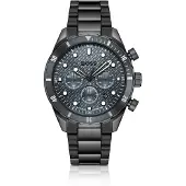 BOSS Chronomatix zwartgecoat horloge met monogramstructuur op de wijzerplaat