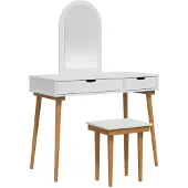 vidaXL Make-up tafel set FAUSKE, 3 stuks, wit, 100 x 50 x 143 cm