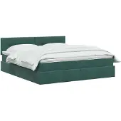 vidaXL LED-bed met opbergruimte en matras, donkergroen, 160 x 200 cm, fluweel