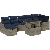 vidaXL Tuinbank Set 8 st Grijs poly rattan