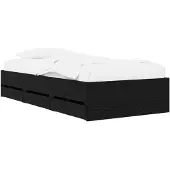 vidaXL bedframe met opbergruimte, zwart eikenfineer, houtvezel