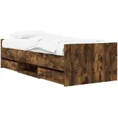 vidaXL Bedframe met lade met hoofdeinde Gerookt eiken Bewerkt hout