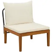 vidaXL Tuin Midden Sofa met Kussens Massief acaciahout & touw Naturel