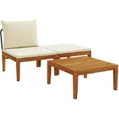 vidaXL 3 st Tuin Lounge Set met Kussens Massief acaciahout & touw