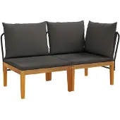vidaXL 2 st Tuin Lounge Set met Kussens Massief acaciahout & touw