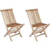 vidaXL Opklapbare tuinstoel, 2 stuks, naturel, massief teakhout