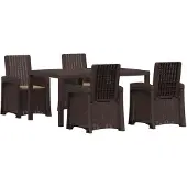 vidaXL Tuin Eettafel Set 5 st Bruin en Taupe PP