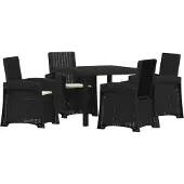 vidaXL Tuin Eettafel Set 5 st Antraciet- en crèmekleurig PP