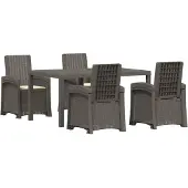vidaXL Tuin Eettafel Set 5 st Lichtgrijs en Crème PP