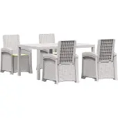 vidaXL Tuin Eettafel Set 5 st Wit en crèmekleurig PP