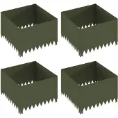 vidaXL Gazonrand 4 st 60 x 60 x 35 cm Staal Olijfgroen