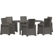 vidaXL Tuin Eettafel Set 7 st Lichtgrijs en antracietkleurig PP