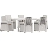 vidaXL Tuin Eettafel Set 7 st Wit en Taupe PP