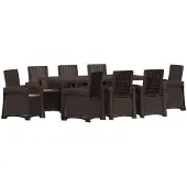 vidaXL Tuin Eettafel Set 9 st Bruin en Taupe PP