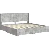 vidaXL Bedframe met opbergruimte en hoofdbord Betongrijs Bewerkt hout